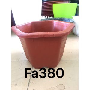 Combo 5 chậu nhựa lục giác FA380 đường kính 28cm màu đỏ vân gạch dày loại 1