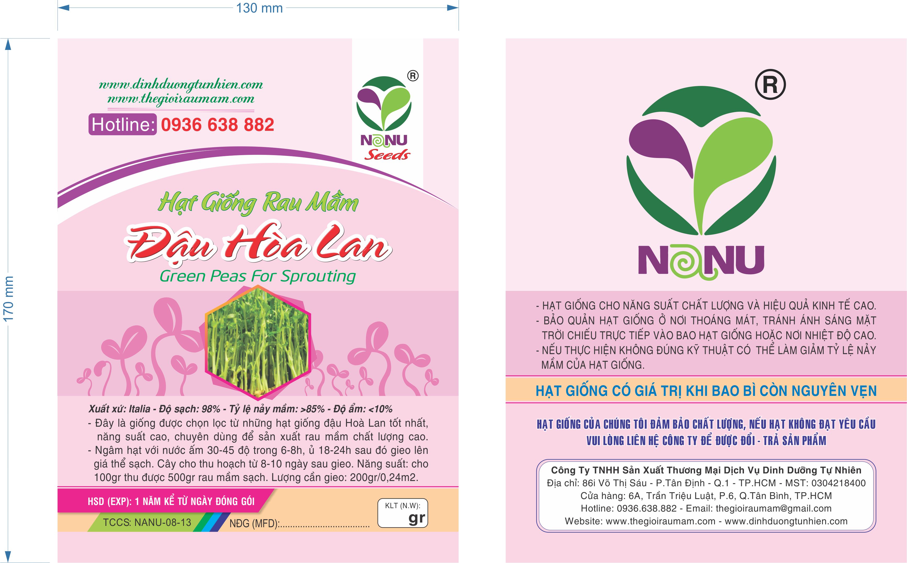 Gói 100g Hạt Giống Rau Mầm Đậu Hà Lan_ Thế Giới Rau Mầm