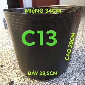 [Combo 50 cái] chậu nhựa đen C13 mềm dẻo trồng cây nhỏ, ươm cây con KT: 34x29x28.5cm