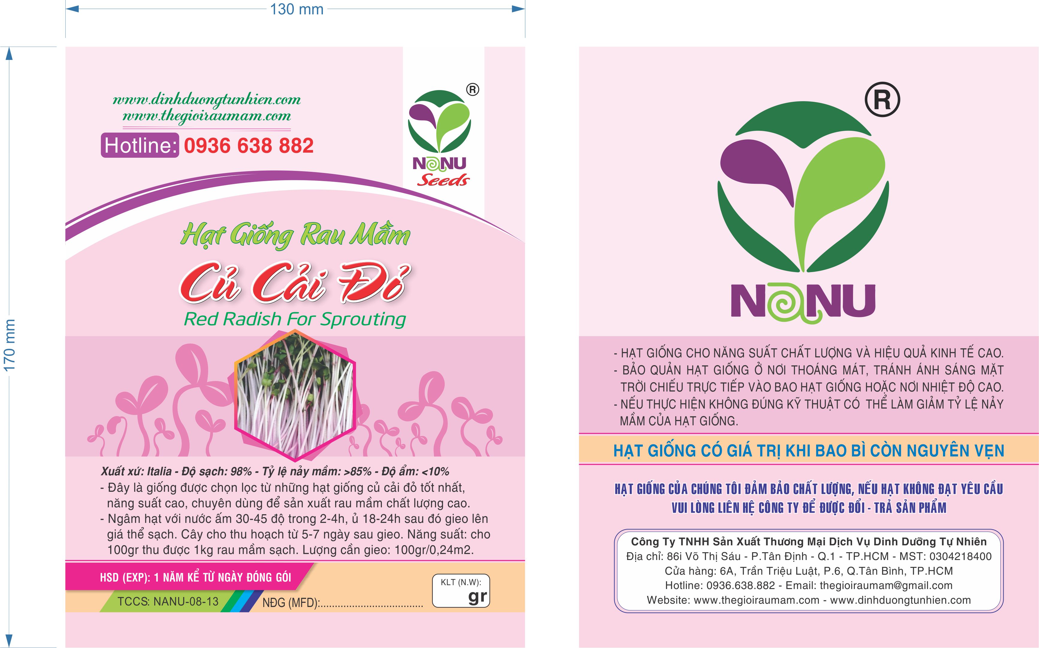 Gói 20g Hạt Giống Rau Mầm Củ Cải đỏ _ Thế Giới Rau Mầm