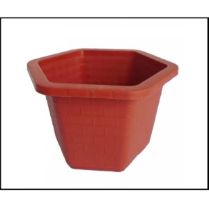 Combo 5 chậu nhựa lục giác FA380 đường kính 28cm màu đỏ vân gạch dày loại 1