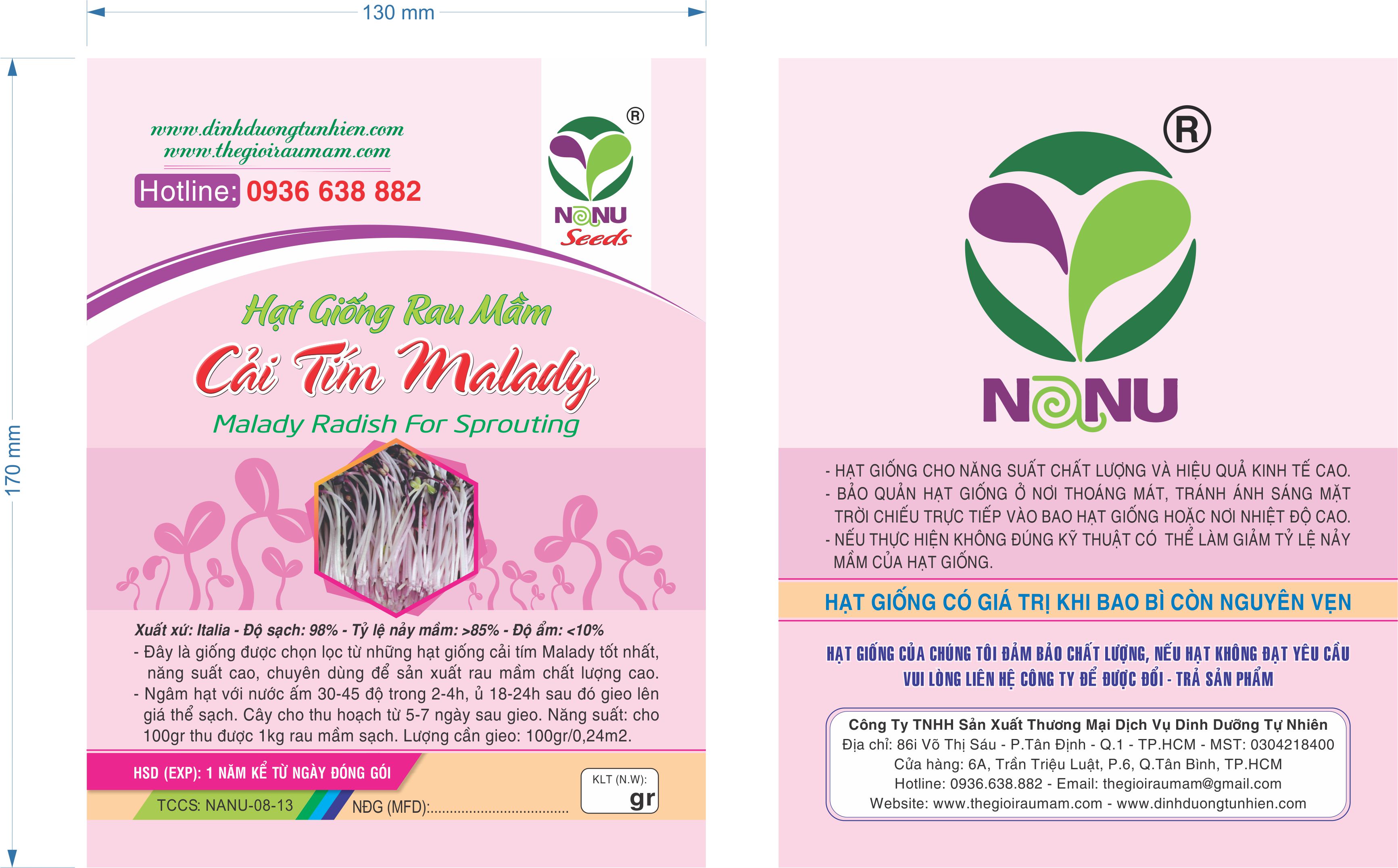 Gói 1kg Hạt Giống Rau Mầm Cải Tím Malady_ Thế Giới Rau Mầm