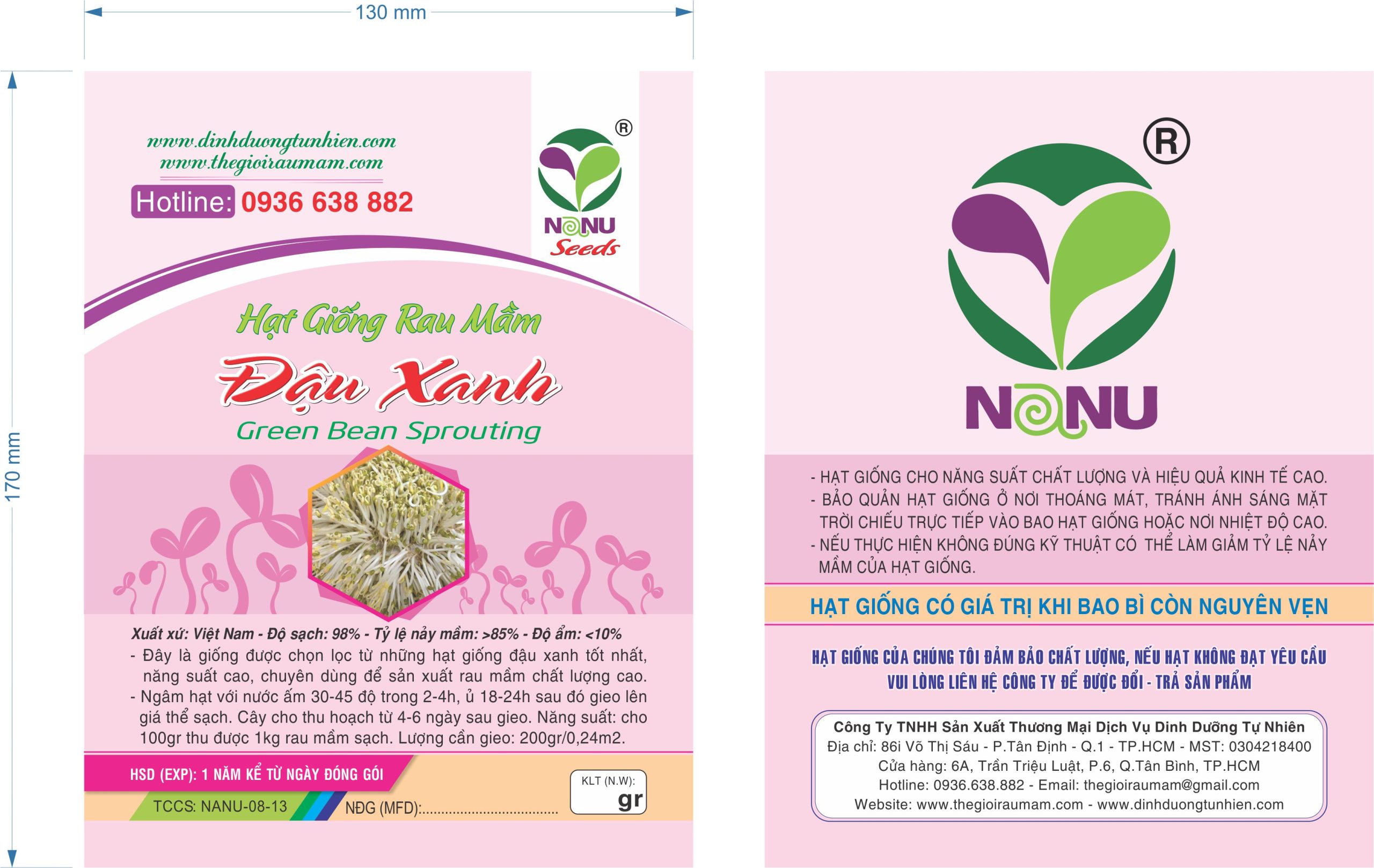 Gói 100g Hạt Giống Rau Mầm Đậu Xanh (Đậu làm Giá Đỗ)_ Thế Giới Rau Mầm