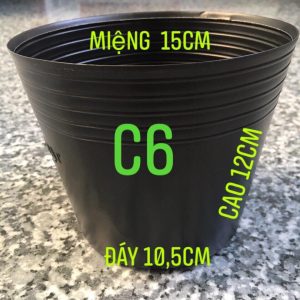 [Combo 10 cái] chậu nhựa đen C6 mềm dẻo trồng cây nhỏ, ươm cây con KT: 15x10.5x12cm