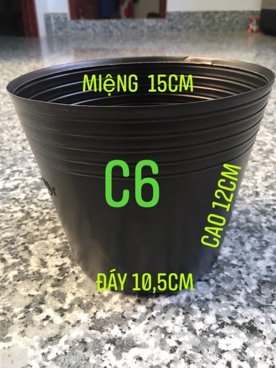 [Combo 50 cái] chậu nhựa đen C6 mềm dẻo trồng cây nhỏ, ươm cây con KT: 15x10.5x12cm