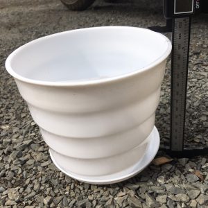 Chậu nhựa trắng kèm dĩa có đế 11cm