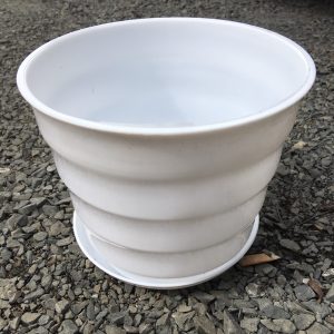 Chậu nhựa trắng kèm dĩa có đế 11cm