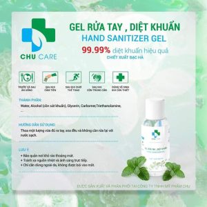 Gel rửa tay khô diệt khuẩn CHU CARE 50ml chiết xuất bạc hà
