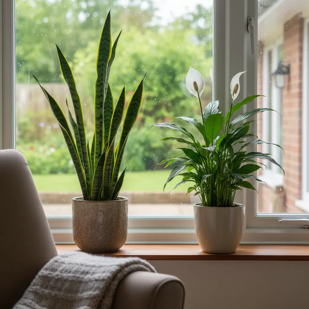 Cây Lưỡi Hổ và Lan Ý là những trợ thủ đắc lực trong việc làm sạch không khí