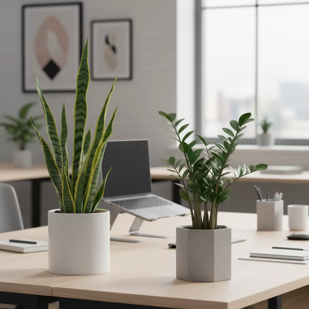 gemini_image_1772198214 Cây Lưỡi Hổ và Kim Tiền là lựa chọn hàng đầu cho người bận rộn