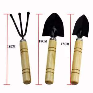 Bộ 3 dụng cụ làm vườn tiện dụng size trung có tay cầm bằng gỗ
