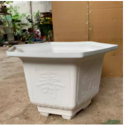 Chậu nhựa trồng cây lục giác LG460 kích thước 53x32x32 (dàixrộngxcao) màu trắng