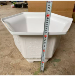 Chậu nhựa trồng cây lục giác LG460 kích thước 53x32x32 (dàixrộngxcao) màu trắng