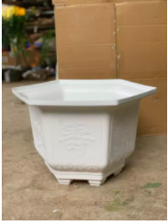 Chậu nhựa trồng cây lục giác LG460 kích thước 53x32x32 (dàixrộngxcao) màu trắng