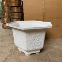Chậu nhựa trồng cây lục giác LG380 kích thước 30x22x22 (dàixrộngxcao) màu trắng