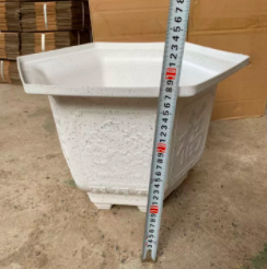 Chậu nhựa trồng cây lục giác LG380 kích thước 30x22x22 (dàixrộngxcao) màu trắng
