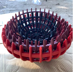 Chậu lan bí giả gỗ F16 kèm dây treo kẽm 7 tấc