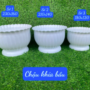 Chậu khía bầu nhựa PP màu trắng - 230