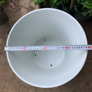 Chậu trồng cây nhựa PP vân hoa mai màu trắng bền đẹp - Số 1