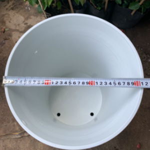 Chậu trồng cây nhựa PP vân hoa mai màu trắng bền đẹp - Số 2