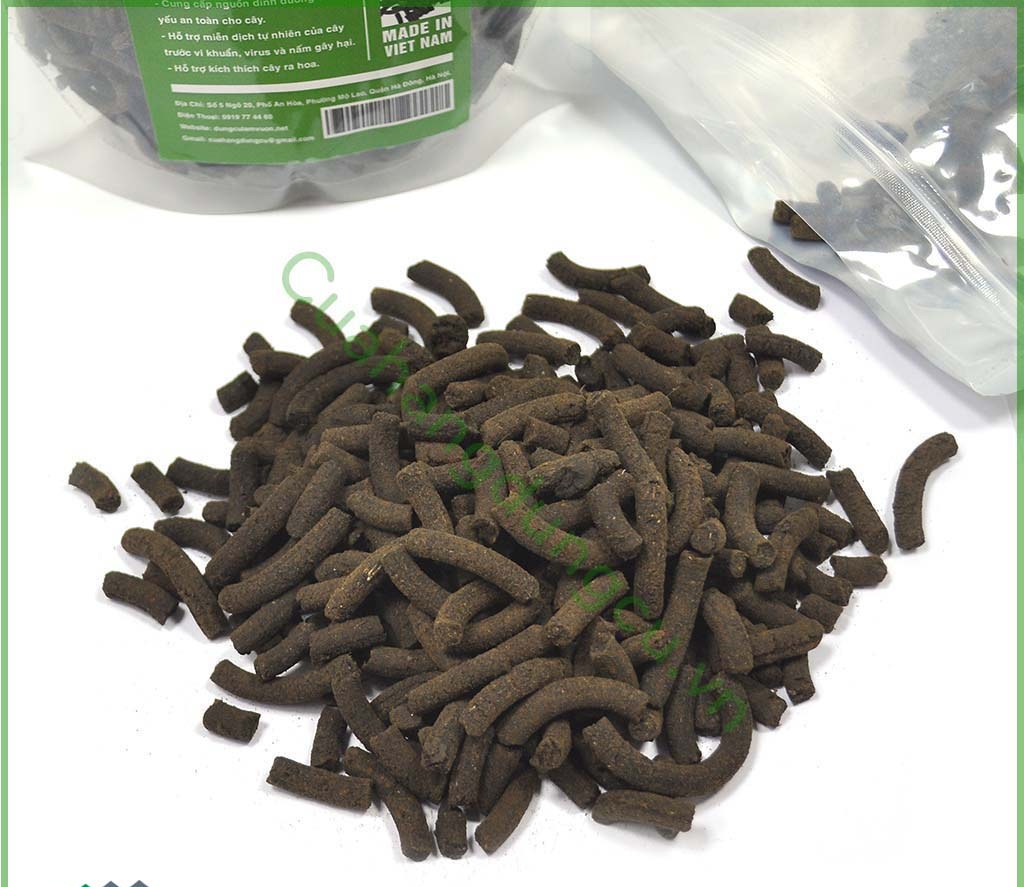 Gói 500gr phân trùn quế dạng viên nén đóng túi lưới tiện dụng trồng lan giúp mập đọt, nù thân hoa nồng nàn