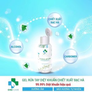 Gel rửa tay khô diệt khuẩn CHU CARE 50ml chiết xuất bạc hà