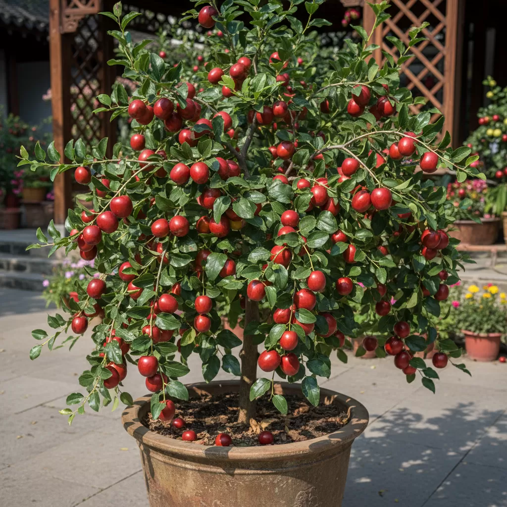 Cây hồng táo Dongzao trồng chậu mang lại vẻ đẹp thẩm mỹ và nguồn trái cây sạch cho gia đình