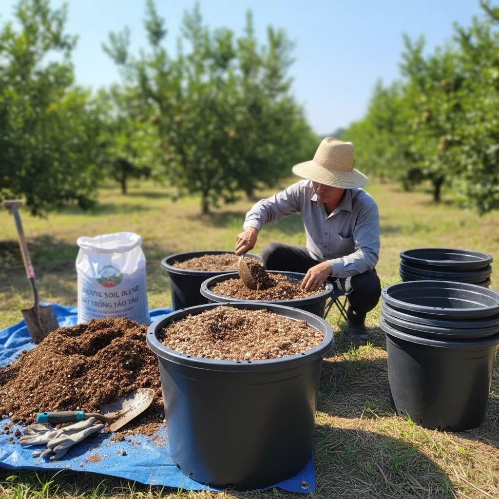 Lựa chọn chậu và giá thể đất tơi xốp là bước đệm quan trọng cho cây phát triển