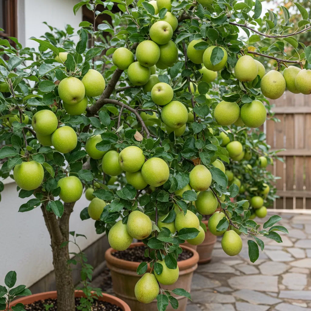 Cây táo lê Đài Loan phát triển mạnh mẽ và cho năng suất ấn tượng khi trồng tại sân vườn