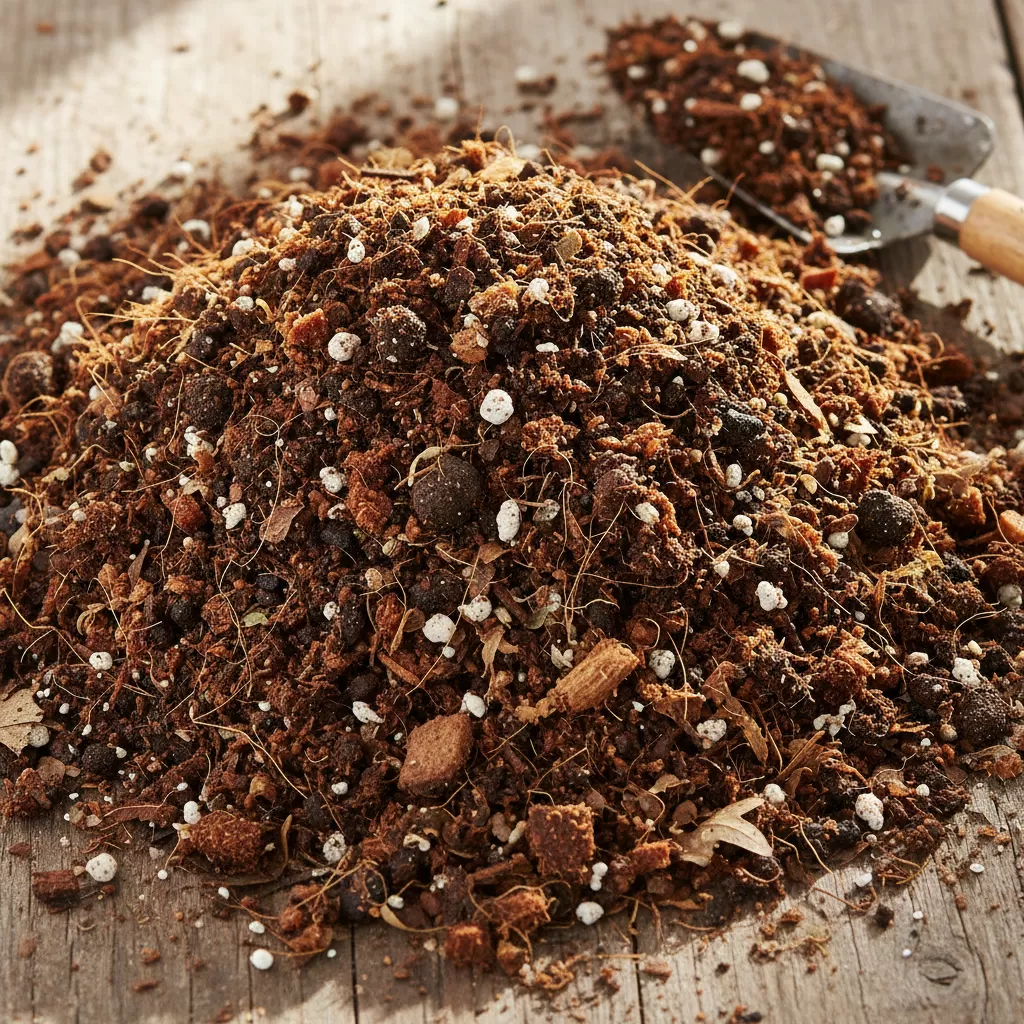 gemini_image_1772171475-1 Hỗn hợp đất trồng tự trộn đảm bảo độ tơi xốp và đầy đủ dưỡng chất thiết yếu cho cây