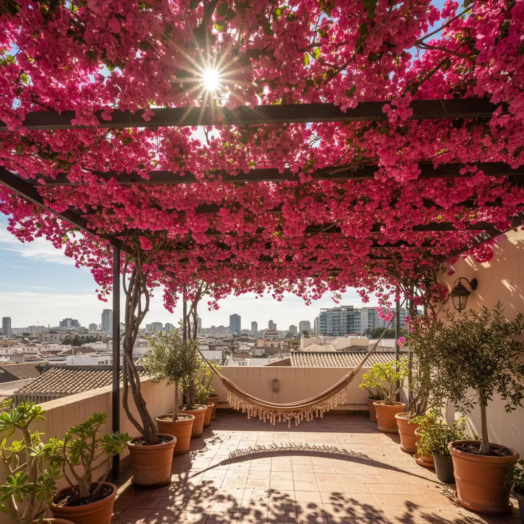 Hoa giấy là lựa chọn hàng đầu nhờ khả năng chịu nắng và sắc hoa rực rỡ