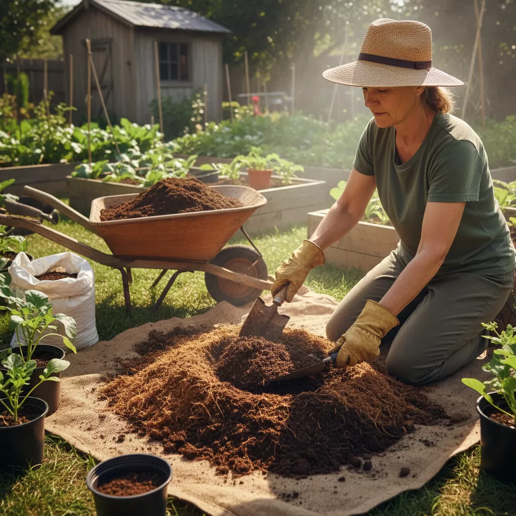 gemini_image_1772176904 Kỹ thuật trộn giá thể giàu dinh dưỡng và tơi xốp cho rau diếp cá