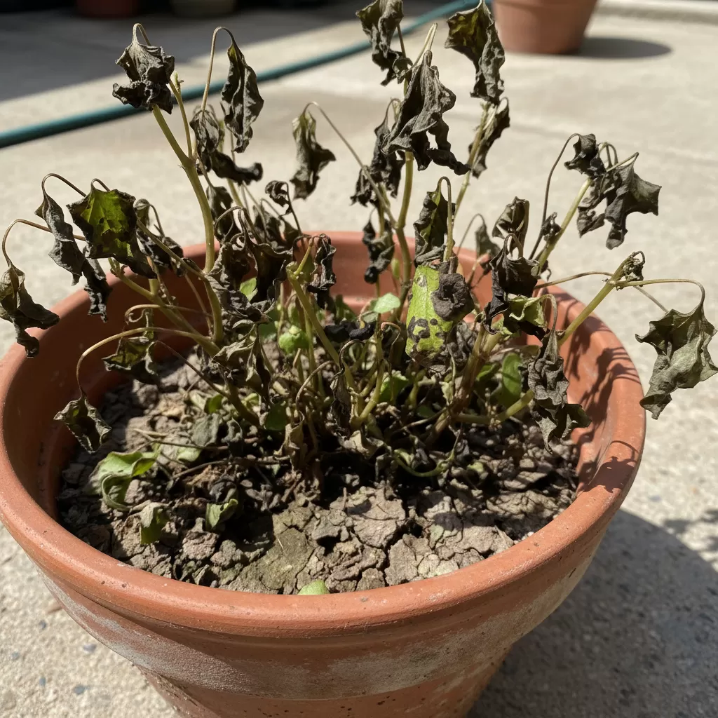 gemini_image_1772177302 Tình trạng rau diếp cá bị cháy lá và héo rũ gây ảnh hưởng nghiêm trọng đến sự phát triển của cây