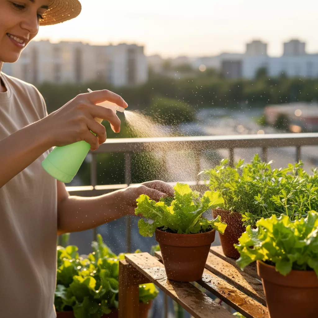 Kỹ thuật tưới phun sương giúp bảo vệ lá rau ăn sống khỏi bị dập nát
