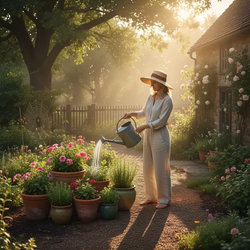 Sáng sớm là thời điểm lý tưởng nhất để cung cấp nước cho rau trong chậu