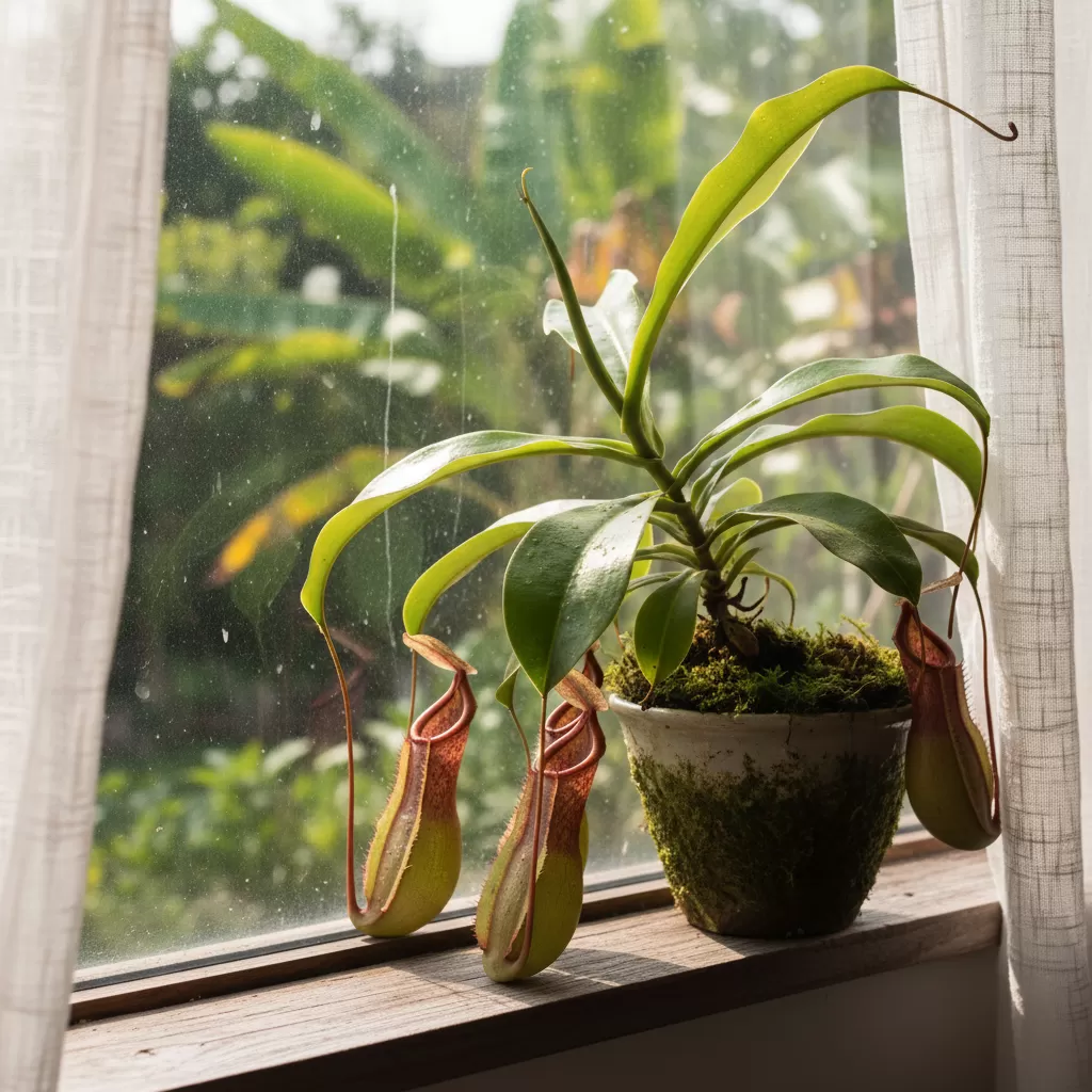 Ánh sáng tán xạ giúp cây nắp ấm quang hợp hiệu quả mà không bị cháy lá