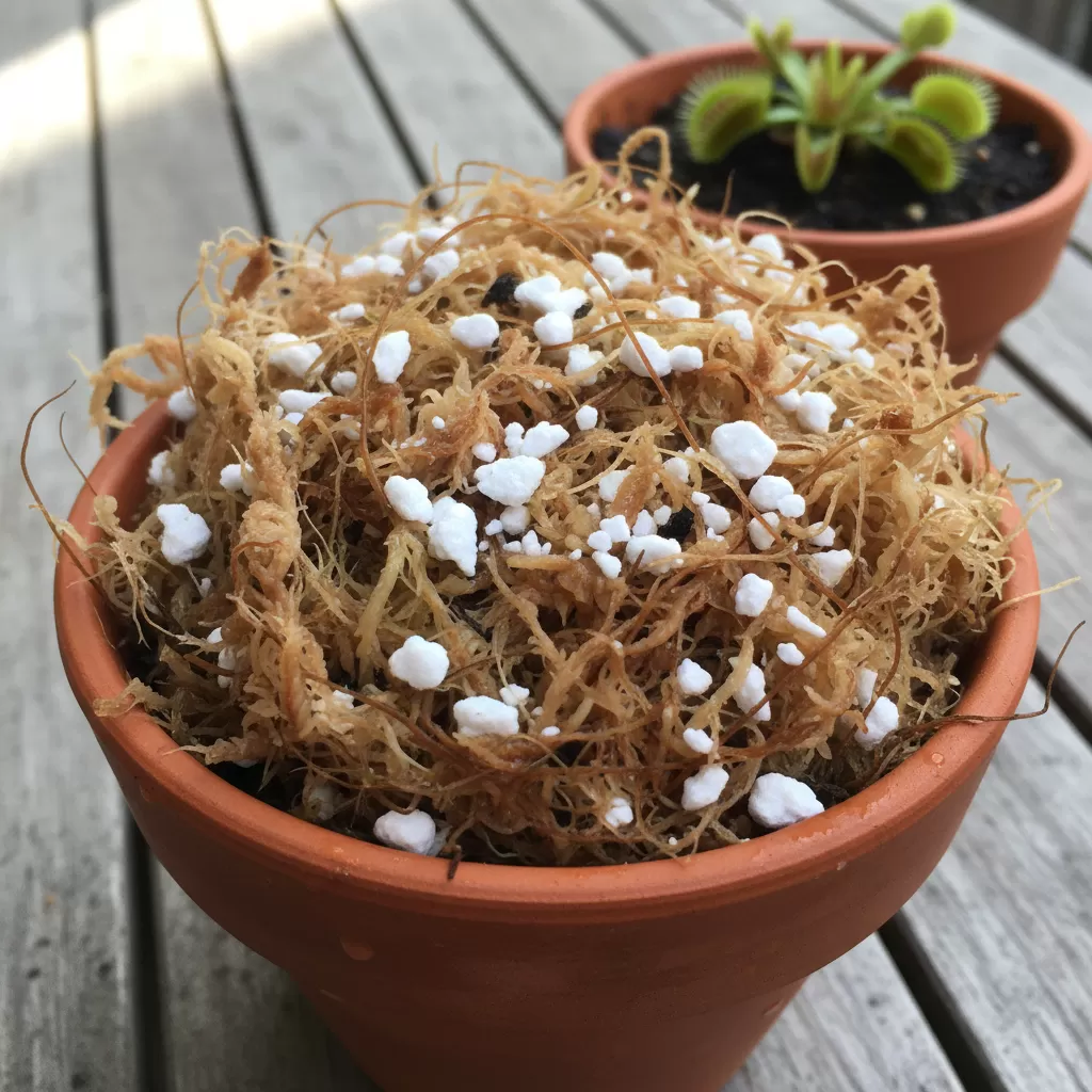 Hỗn hợp dớn và đá perlite là giá thể lý tưởng nhất cho sự phát triển của rễ cây nắp ấm