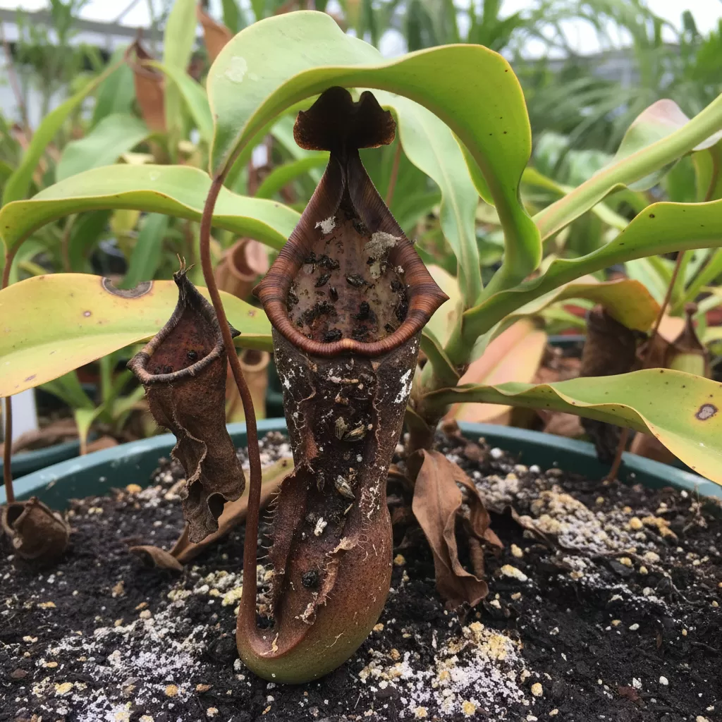 Hình ảnh ấm bị héo và thối do quá trình tiêu hóa bị quá tải