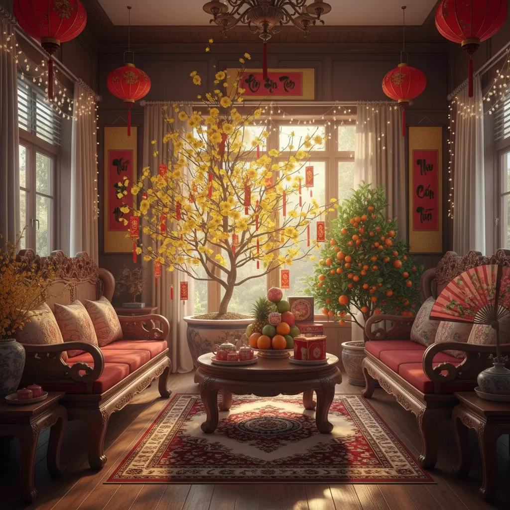 Trang trí cây cảnh giúp không gian ngày Tết thêm ấm cúng và sang trọng