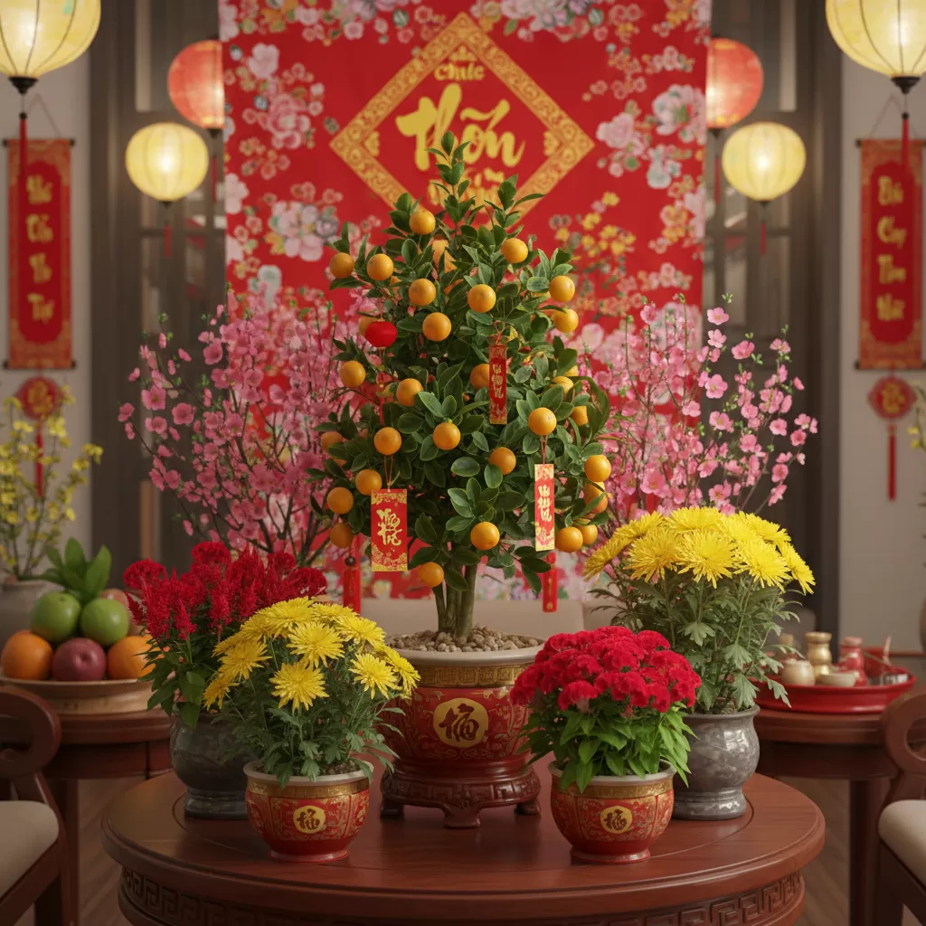 Cây cảnh giúp không gian ngày Tết thêm phần rực rỡ và tràn đầy sức sống