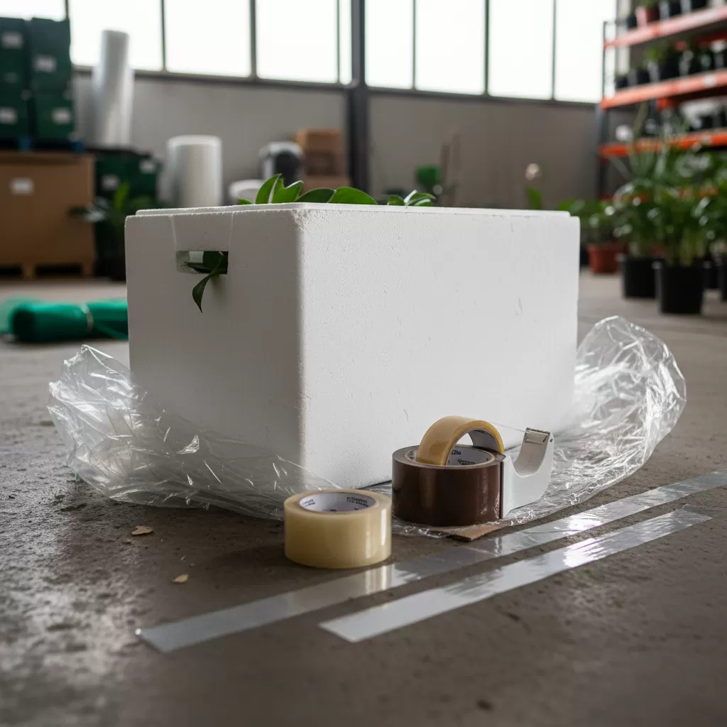 Chuẩn bị đầy đủ vật liệu đóng gói chuyên dụng cho cây cảnh