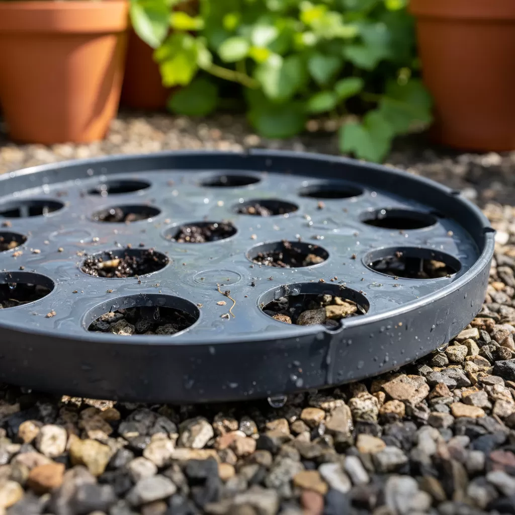 gemini_image_1772186363-1 Hệ thống lỗ thoát nước dưới đáy chậu là yếu tố bắt buộc để bảo vệ bộ rễ