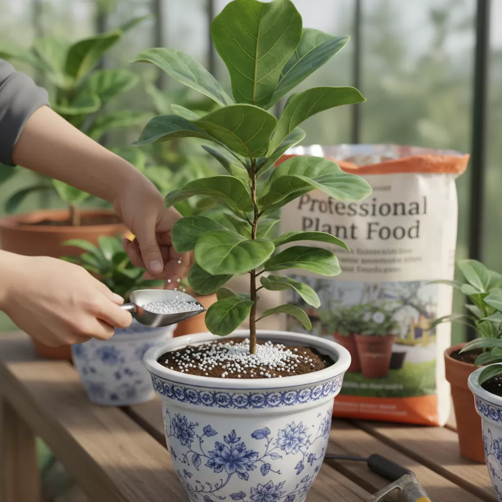 gemini_image_1772190145 Bón phân định kỳ là chìa khóa giúp cây trồng chậu phát triển xanh tốt và bền vững