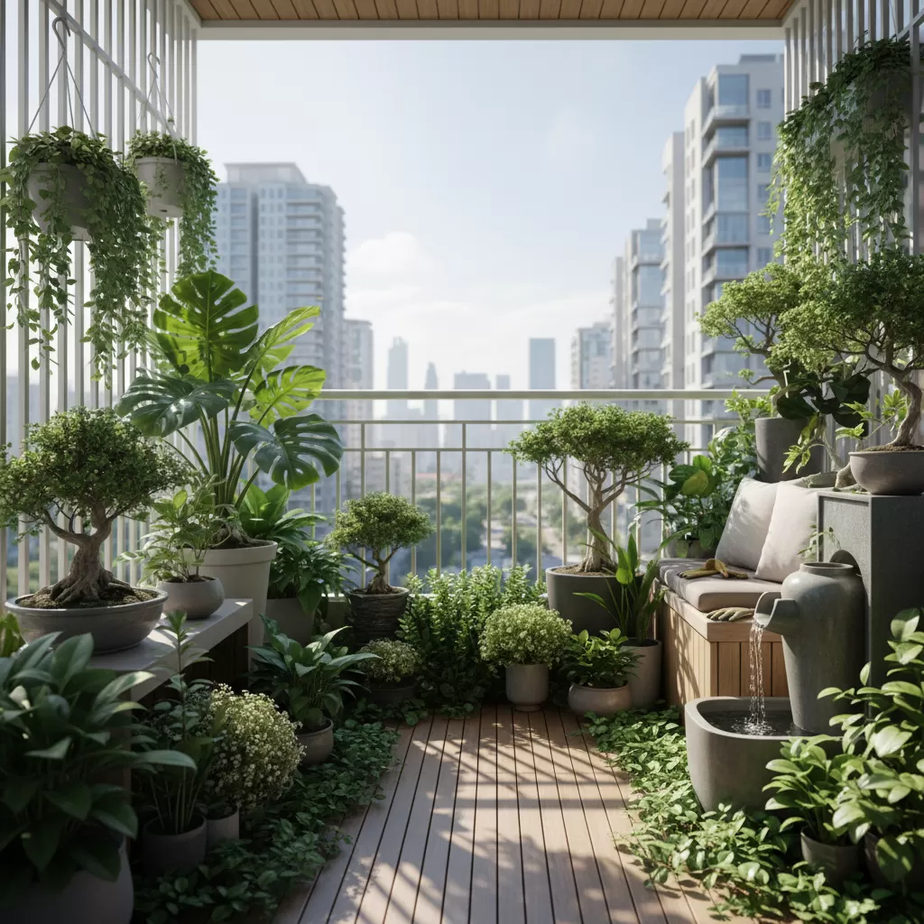 Một không gian xanh lý tưởng tại ban công giúp cải thiện môi trường sống và tinh thần