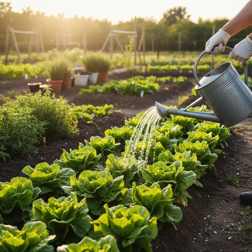 gemini_image_1772194116 Rau ngắn ngày cần lượng nước ổn định để duy trì độ giòn và ngọt
