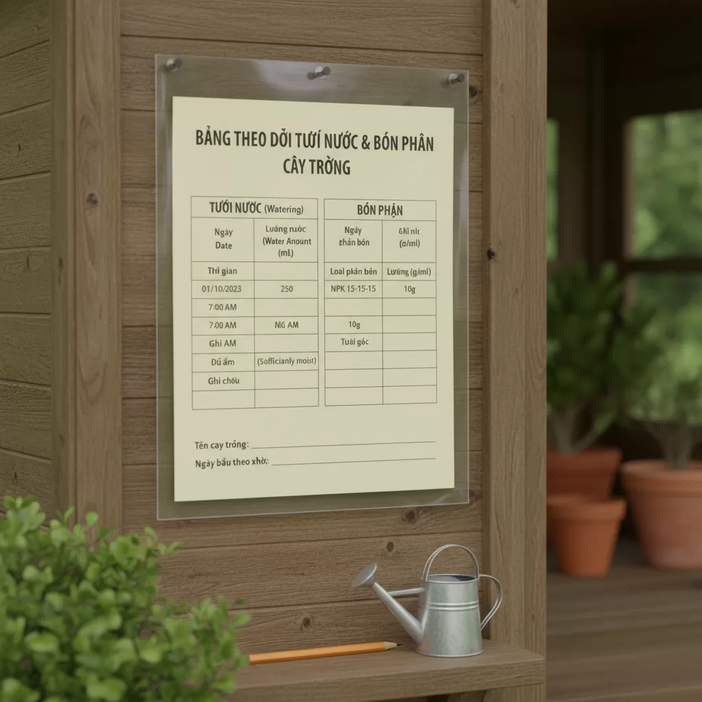 Một mẫu bảng biểu chi tiết giúp kiểm soát tốt các biến số trong chăm sóc cây