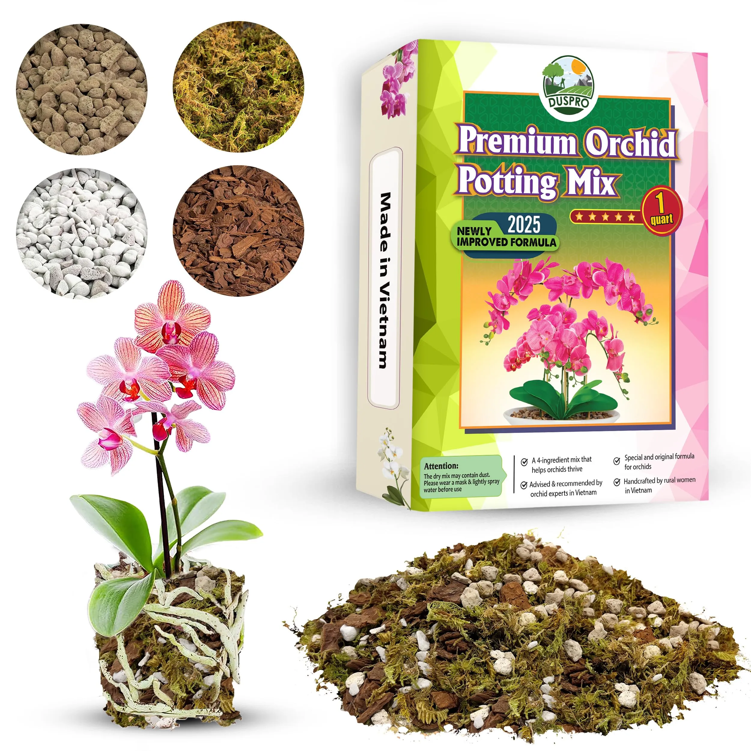 Quy trình phối trộn các thành phần giá thể theo tỷ lệ vàng cho Lan Hài