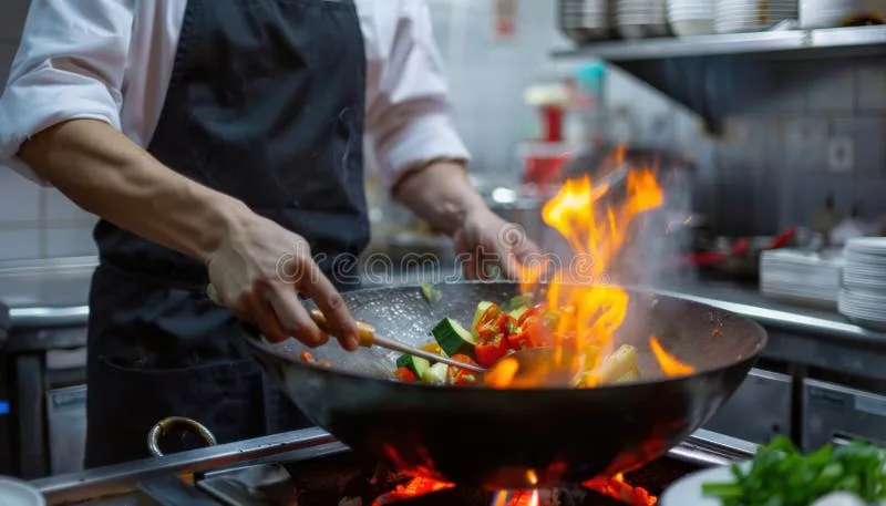 Kỹ thuật xào lửa lớn giúp rau cải và ớt chuông giữ trọn độ giòn và dinh dưỡng