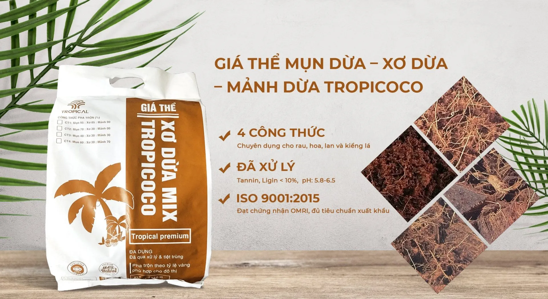 Xơ dừa là giá thể sạch giúp không gian ban công luôn ngăn nắp và vệ sinh
